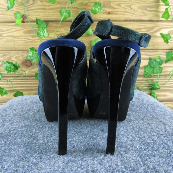 Jessica Simpson Bendie Women Platform Heel Shoes Blue Leather‎ Size 6 Medium - Picture 5 of 9